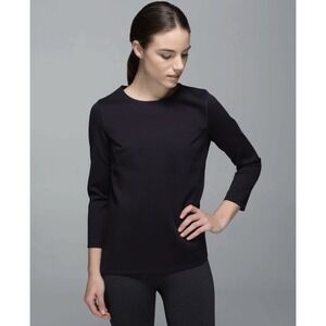 Lululemon Womens Black Pleat On Long Sleeve Pleated Top Size 8 Shirt